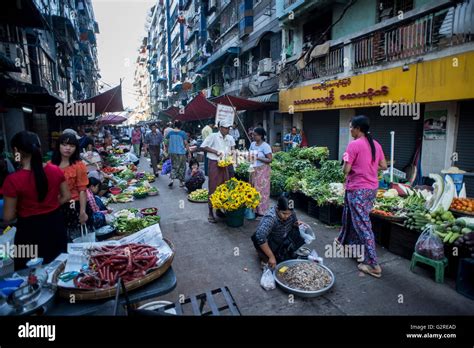 Street Market In Yangon Myanmar Stock Photo Alamy