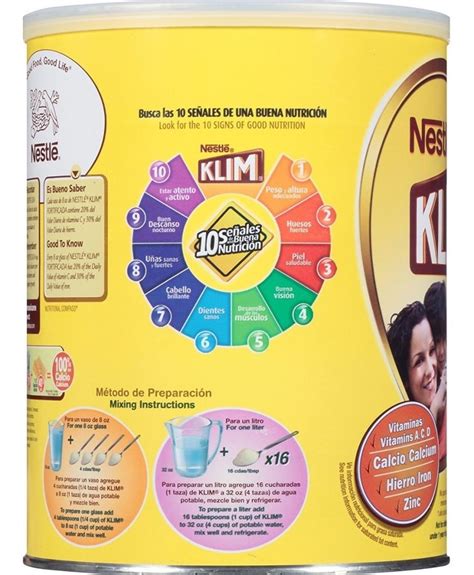 Klim Instantánea Entera En Polvo Leche En Polvo Fortificada