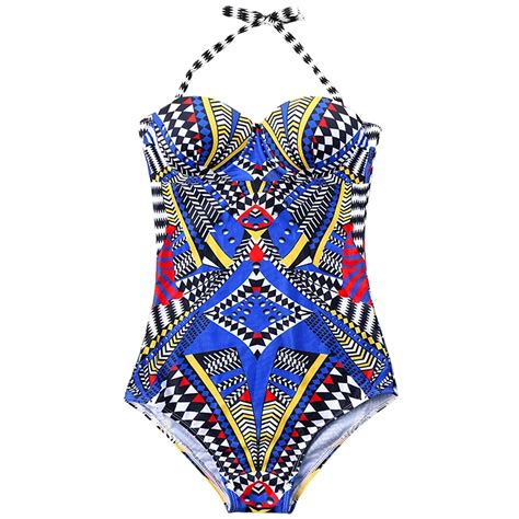 2018 Swimwear Women One Piece Swimsuit Bathing Suits Geometric Print