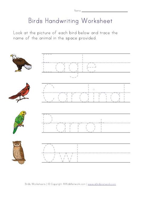 Birds Handwriting Worksheet Bird Unit Study Pinterest Handwriting