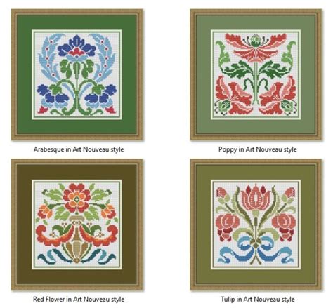 Art Nouveau Embroidery Patterns Cross Stitch Designs Etsy