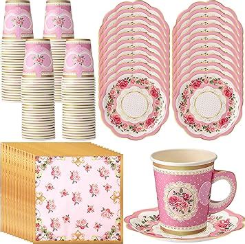 Amazon Vesici Pcs Tea Party Decorations Pink Floral Tea Party