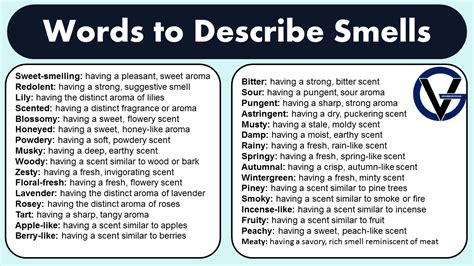 Words To Describe Smells Adjectives For Smell Grammarvocab