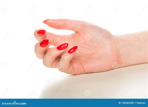 Woman Hands With Manicured Red Nails Stock Photo Image Of Closeup