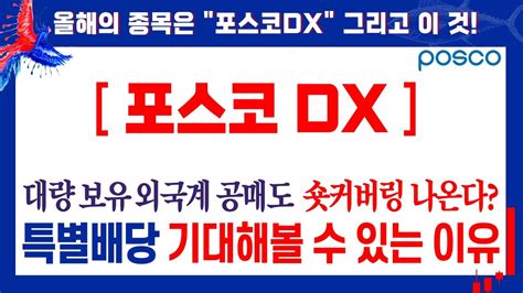 포스코dx 주가전망 대량 보유 외국계 공매도 숏커버링 특별배당 기대해볼 수 있는 이유는 포스코dx목표가 포스코dx전망