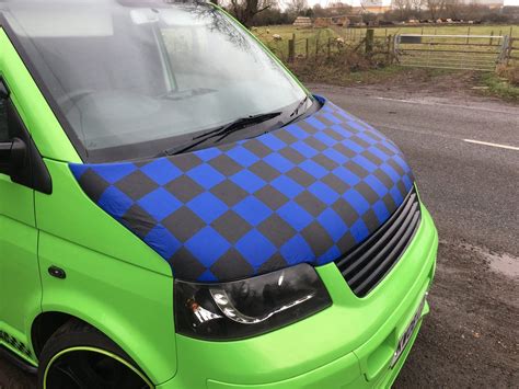 T5 Blue Black Chequered Bonnet Bra Wholesale Van Accessories