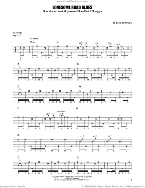 Lonesome Road Blues Sheet Music For Banjo Solo Pdf