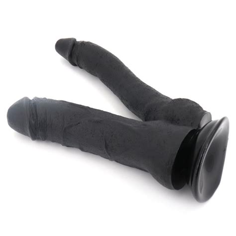 Realistic Black Double Dildo With Suction Cup For Double Pleasure