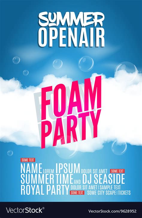 Foam Party Summer Open Air Beach Poster Or Flyer Vector Image