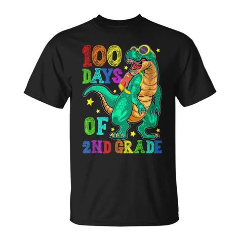 100th Day Of School Happy 100 Days 2nd Grade Dino T Rex T Shirt Seseable