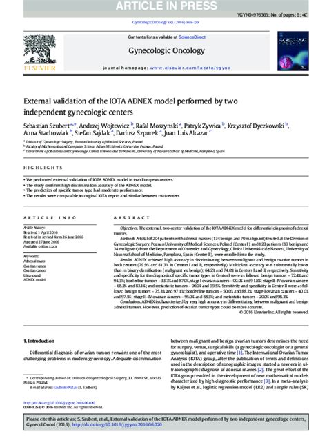 Pdf External Validation Of The Iota Adnex Model Performed By Two