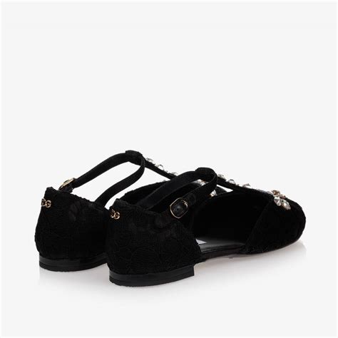 Dolce & Gabbana - Black Satin & Lace Shoes | Childrensalon Outlet