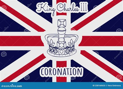 King Charles III Coronation Text. Edwards Crown. British Flag ...