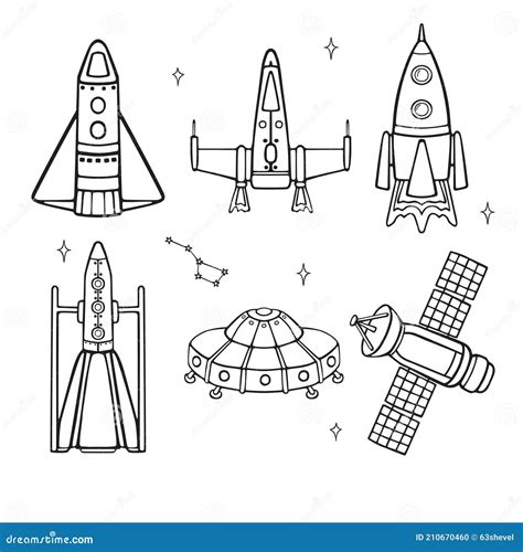 Naves Espaciales De Dibujos Animados Conjunto De P Ginas Vectoriales