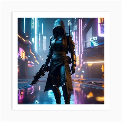 Cyberpunk Ninja Art Print by StrangeForce - Fy