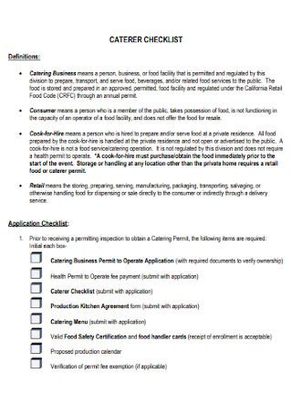 34+ SAMPLE Catering Checklist Templates in PDF | MS Word