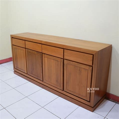 Bufet Tv Minimalis 4 Pintu 4 Laci Panjang 2 Meter Bupet Tv Kayu Jati