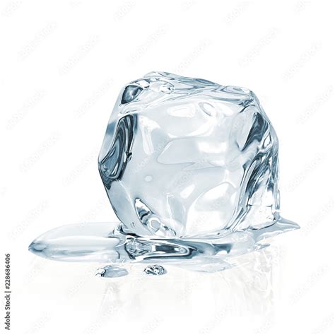 Melting Ice Cube Isolated On White Background Including Clipping Path