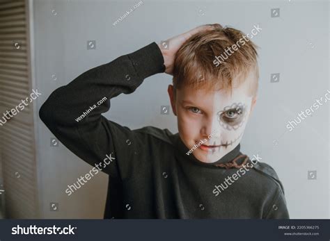 Scary Boy Celebrating Halloweenday Dead Terrifying Stock Photo