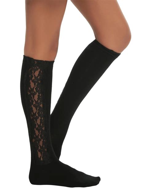 Lovesick Black Lace Side Panel Knee High Socks Hot Topic