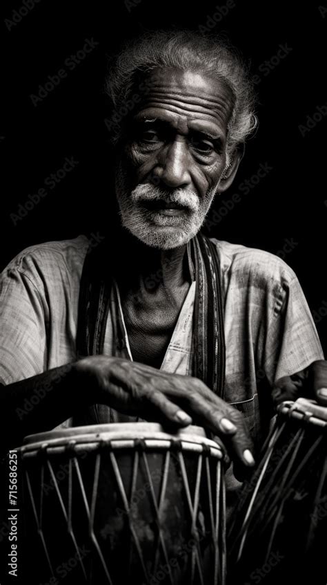 Portrait Of A Senior Drum Maker Sri Lankan Old Man Making The