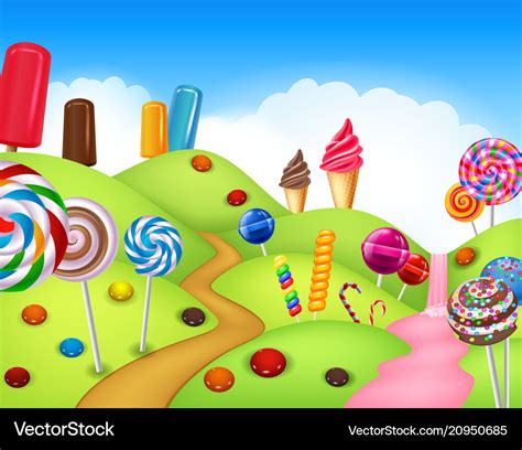 Beautiful Candyland With Cupcakeice Cream Lollip Vector Image