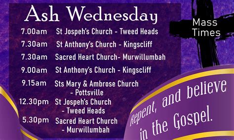 Ash Wednesday Mass Times St Anthonys Parish Kingscliff