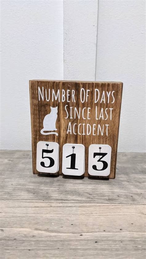 Number Of Days Since Last Accident Sign Cat Distressed Wood Etsy