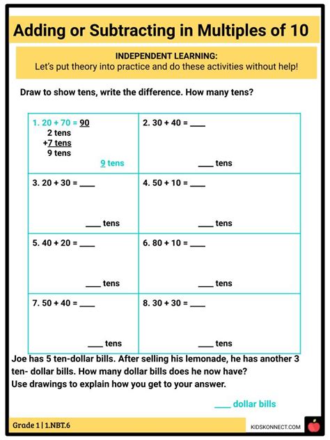 Numbers And Operations In Base Ten Adding And Subtracting In Multiples Of 10 Ccss 1nbt6