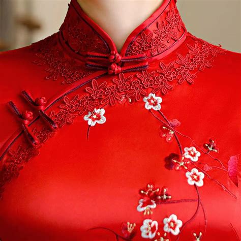 Sheng Coco Rendas De Seda Bordado Chin S Vestido De Noite Vermelho