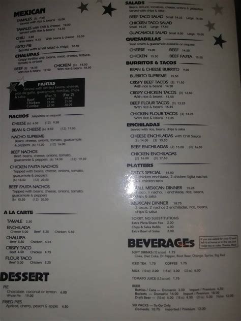 Menu At Marys Cafe Strawn