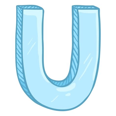 Premium Vector Vector Single Cartoon Illustration Ice Blue Letter U