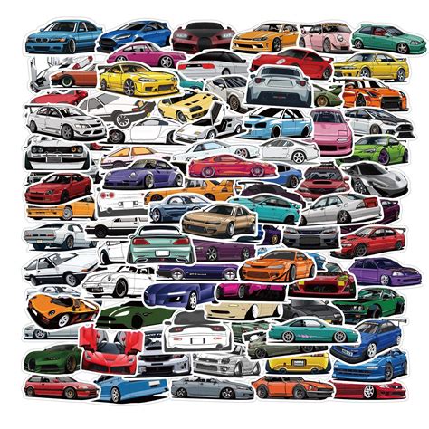 Buy 100pcs Race Car Stickers For Laptop Car Bike Helmet Phone Guitar