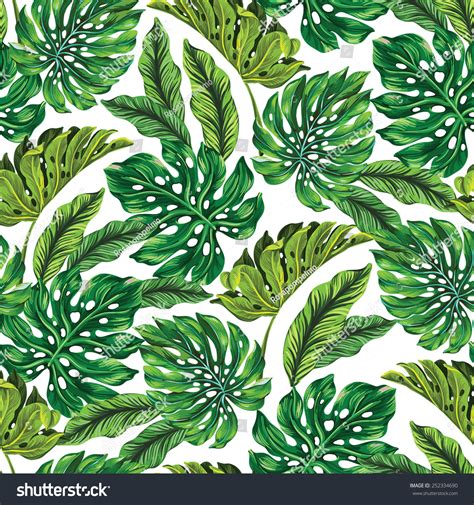 Vector Seamless Tropical Leaves Pattern Strong Stock Vector Royalty