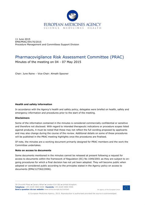 Pdf Pharmacovigilance Risk Assessment Committee  Pharmacovigilance Risk Assessment