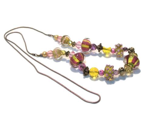 Vintage Murano Beads Hand Blown Beads Pink Yellow Gold Long - Etsy