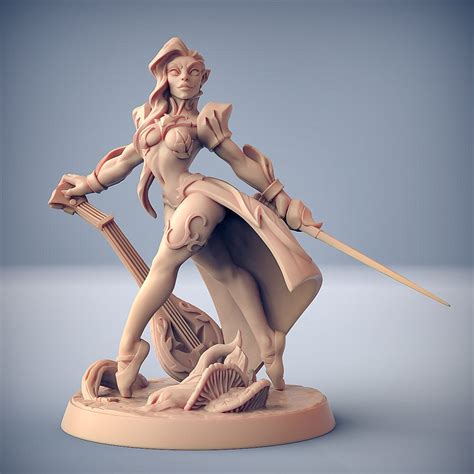 Female Elf Bard Pinup Mini Dnd Tabletop RPG Miniature D&D Figurines Fantasy Gaming Artisan Guild ...