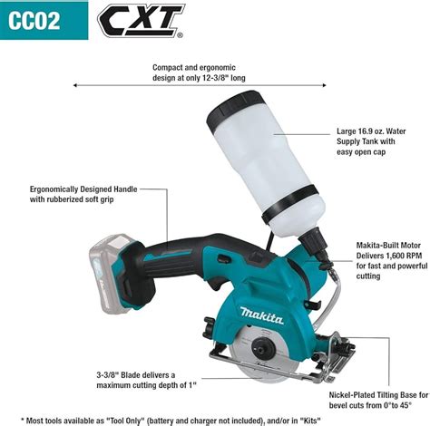 Makita 12V Max CXT Lithium Ion Cordless 3 3 8 Tile Glass Saw Kit CC02R1