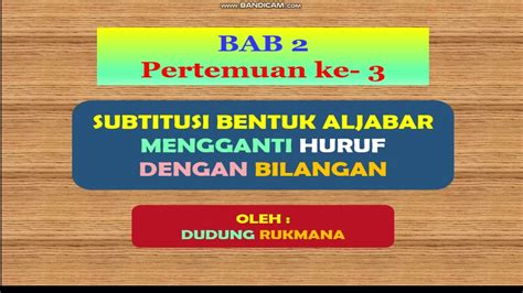 Substitusi Bentuk Aljabar Kelas 7 Semester 1 Pert 3 Youtube