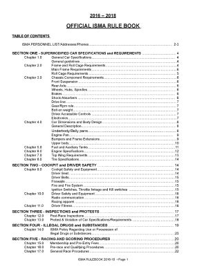 Fillable Online OFFICIAL ISMA RULE BOOK ISMA Supers Fax Email Print