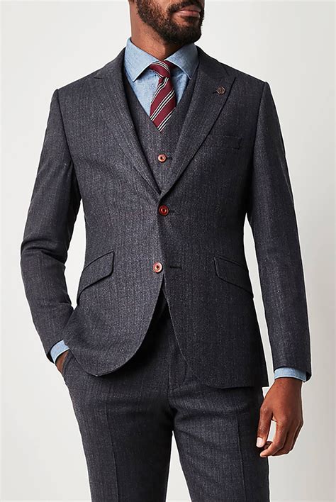 Gibson London Charcoal Textured Mens 3pc Suit Suit Direct