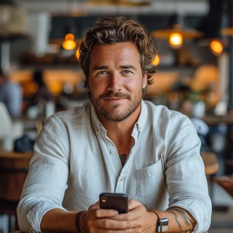 Premium Photo Portrait Of A Young Cheerful Excited Bearded Man