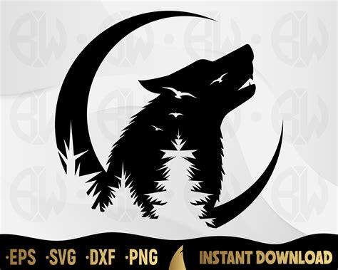 Wolf Howling At Moon Svg Cut File Howling Wolf Svg Wolf Etsy