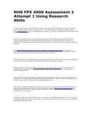 Nhs Fpx Assessment Attempt Using Research Skills Pdf Nhs