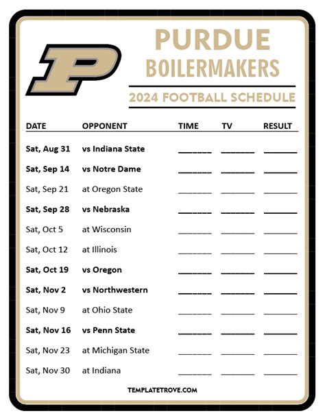 Printable 2024 Purdue Boilermakers Football Schedule