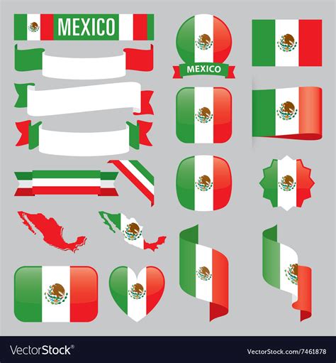 Mexico flags Royalty Free Vector Image - VectorStock