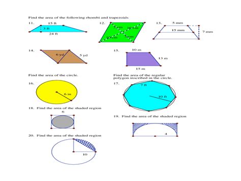 Area Of 2d Shapes Worksheet Printable Computer Tools