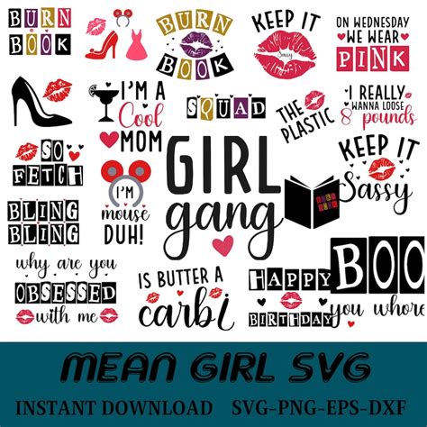 20 Mean Girls Svg Png Bundleburn Book Alphabet Svg Mean Girls Party