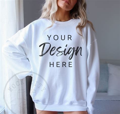 Gildan 18000 Mockup Gildan White Sweatshirt Mockup Etsy