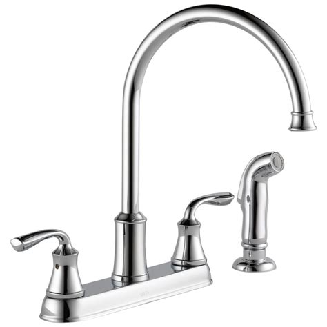 Delta Lorain Chrome 2 Handle Deck Mount High Arc Kitchen Faucet At